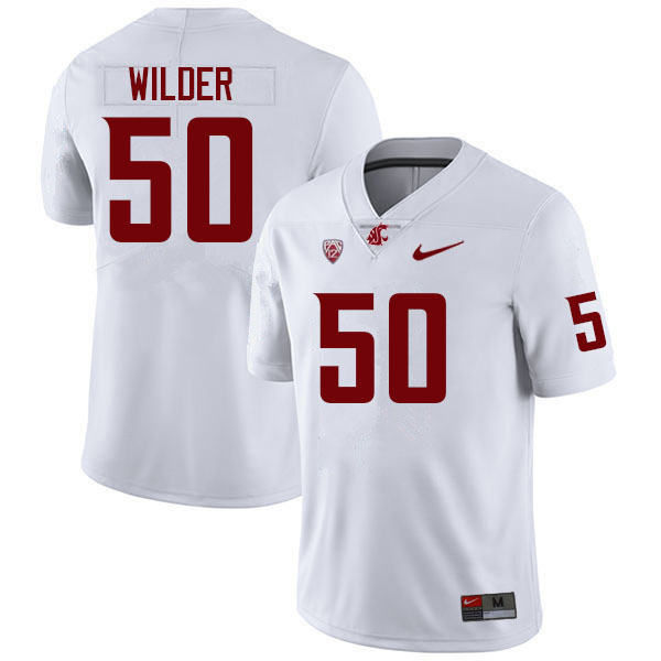 Men #50 Eric Wilder Washington State Cougars College Football Jerseys Sale-White